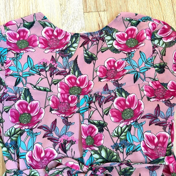FOR LOVE & LEMONS churro floral babydoll mini dress ruffle pink flamenco size M - Picture 13 of 14